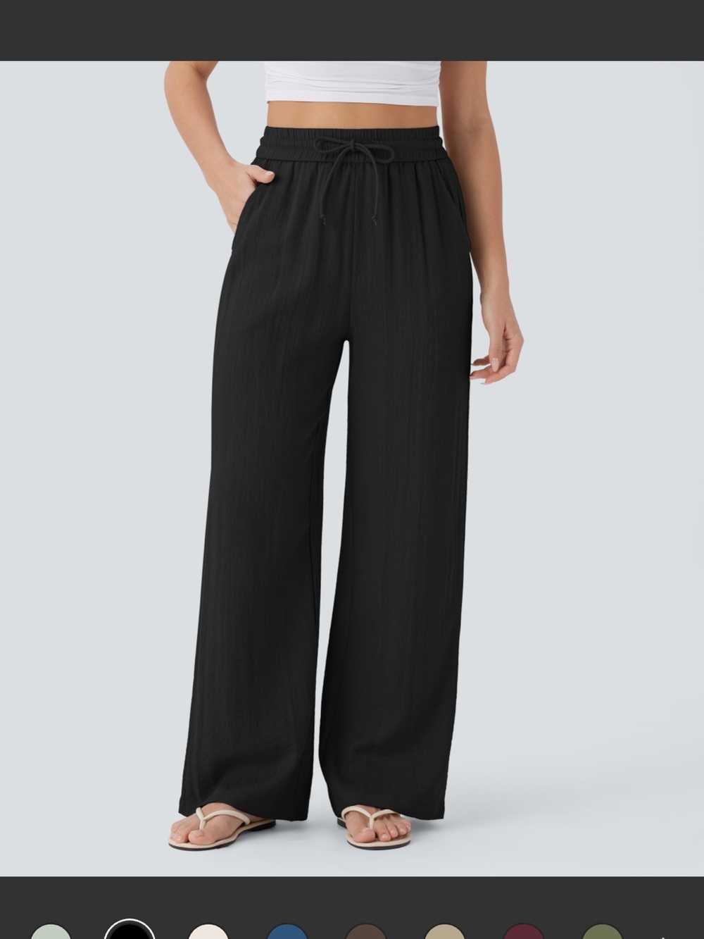 NWT Halara Black Wide-Leg Linen Pants
